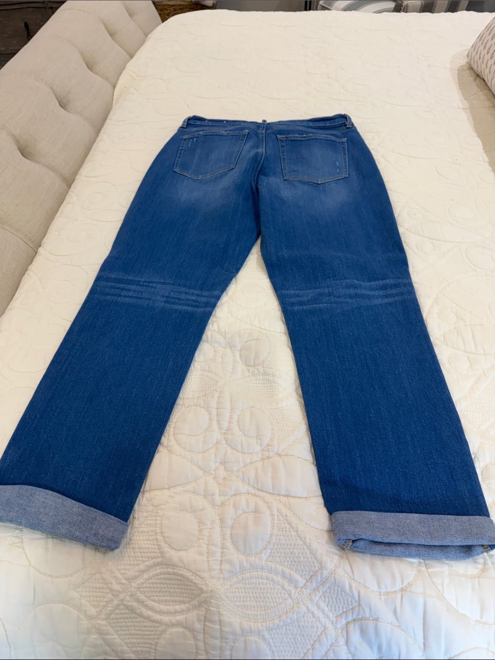 LOFT Dark Blue Boyfriend Jeans with Cuffed Hem - Picture 11 of 13